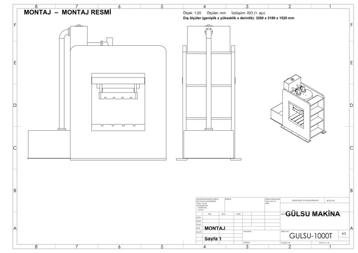 Assembly drawing — 1000-Ton H-Frame Crushing Press